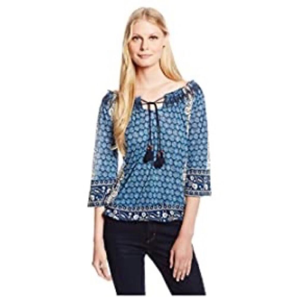 Lucky Brand Emery smocked peasant blouse